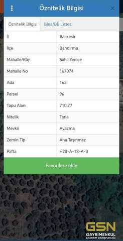 1-BALIKESİR BANDIRMA SAHİL YENİCEDE SATILIK TARLA